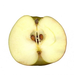 An apple turning brown as it oxidises after being cut